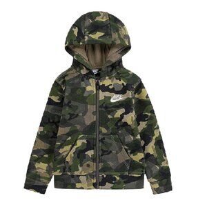Nike Full Zip Hoodie Jacket Green Camouflage size 4 Little Kid